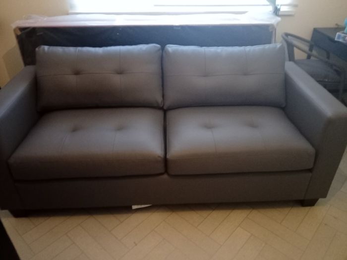 New Leather Grey 3 Seater Sofa