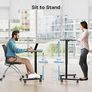 Mobile Standing Desk with 4 Rolling Castors, Height Adjustable Desk on Wheels, Portable Stand Up Desk, Over-Bed Table for Living Room, Bedroom, Medical Use, Ergonomic, Space Saving Image 2