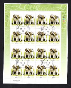 2003 Ireland Greetings (baby animals, puppies) Commemorative Stamp Sheetlet Plate 1A1A1A1A Fine Used with Dublin cancel of 28th January 2003 (First day of issued) on envelope extract.