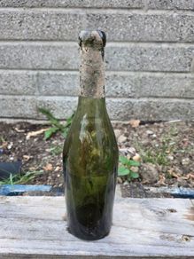 Antique glass wine bottles
