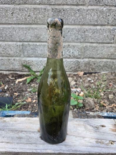 Antique glass wine bottles
