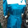 vintage 80s aqua blue green pleated skirt dress with Peter Pan collar size small Image 2