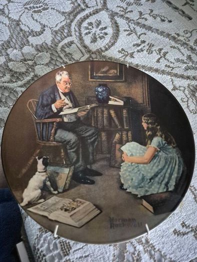Vintage Norman Rockwell The storyteller ceramic plate 1984