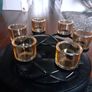 Round wrough iron with 6  thick  glasses for csndles or tea light candles 15 euro         glassas Image 3