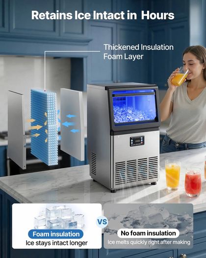 Commercial Ice Maker Machine 36 kg/24h with 6 kg Storage Capacity, Countertop/Freestanding/Under Counter