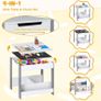 Kids Table and Chairs Set, 4 in 1 Children Activity Desk with 2 Chairs, Reversible Tabletop, Bookshelves and Storage Bins, Wooden Toddler Table Set for Boys Girls (White+Grey, 61x61x56cm) Image 7