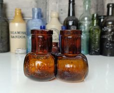 444 - Set of 2 Vintage Bovril Collectible Decorative Bottles