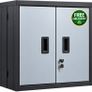 Wall Mounted Garage Storage Cabinet Lockable Metal Tool Cupboard with Adjustable Shelf 66 x 30.5 x 66cm Image 2
