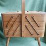 Vintage sewing box, mid century sewing basket wooden sewing box, wooden fold out box Image 4