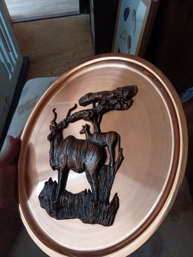 Vintage Copper African Kudu metal 3D wall hanging