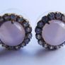 Vintage  Sterling Silver 925 Gold Plated Moonstone agate Earrings 2,6g Image 2