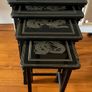 Vintage Oriental Set of 4 Black Lacquered Nest of Tables Image 10