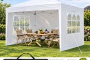 Pop Up Canopy 2.95 x 2.95 m  Instant Canopy Portable Gazebo with 3 Sidewalls &amp; 2 Ventilated Windows, Height Adjustable Pop-Up Outdoor Shelter Tent for Events