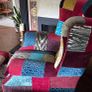 2 wingback armchairs, headboard & footstool Image 3
