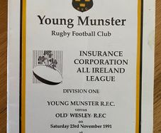 1991 Young Munster v Old Wesley R.F.C - AIL Division 1 Rugby Programme