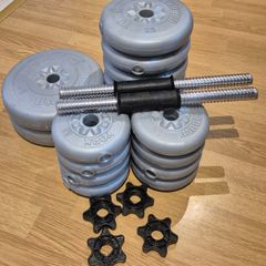 York Adjustable Dumbbell Weights Set w/Vinyl Plates, Bars & Collars