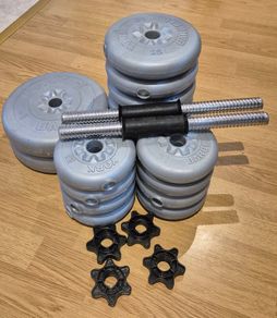 York Adjustable Dumbbell Weights Set w/Vinyl Plates, Bars & Collars