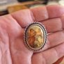 Vintage Victorian Grecian Ladies Romance Enamel Brooch Image 2
