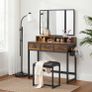 Dressing table with 3-piece folding mirror and stool  dressing table, dressing table with 3-piece folding mirror, hairdryer holder, cosmetic table with upholstered stool, 3 drawers, industrial design, vintage brown-black Image 3