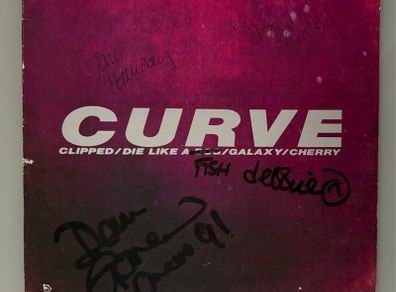 Curve - The Cherry EP. Fully autographed by Toni Halliday, Dean Garcia, Debbie Smith and Alex Mitchell. Plays great.