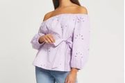 River Island Lilac Bardot Top Sz 16 New