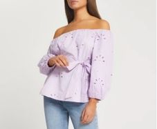 River Island Lilac Bardot Top Sz 16 New
