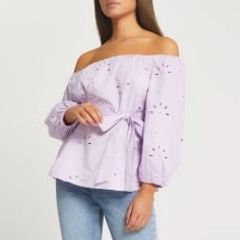 River Island Lilac Bardot Top Sz 16 New