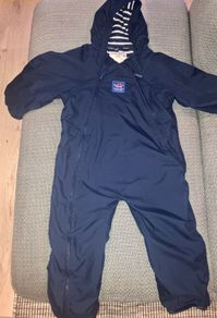 Navy Jojo Maman Bebe Waterproof Fleece Lined Puddle Suit