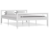 Bed Frame White and Black Metal 160x200 cm