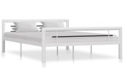 Bed Frame White and Black Metal 160x200 cm