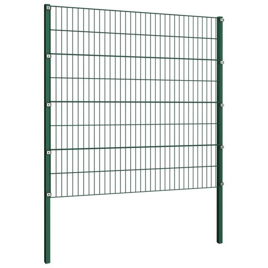 Fence Panel with Posts Iron 8.5x1.6 m Green