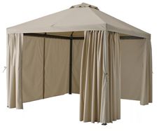 Gazebo with curtains beige