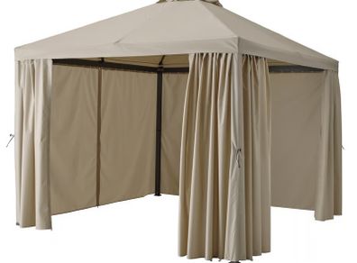 Gazebo with curtains beige