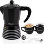 Rainbean Striped Black Stove Top Pot Espresso Maker 300 ml / 6 Cup Moka Gift Set with 2 Cups Image 2