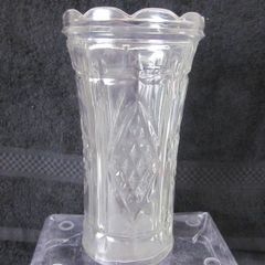 Vintage Heavy Art Deco Presssed Glass Vase
