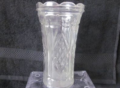 Vintage Heavy Art Deco Presssed Glass Vase
