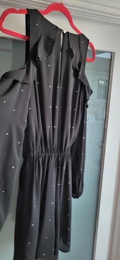 NEXT black chiffon layered playsuit with diamante detail Sz 6UK (Fit 8UK) - Bnwt Rrp 63