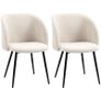 2-piece set dining chairs, upholstered chairs with fabric cover, kitchen chairs with steel legs, curved backrest, Cream White Image 6