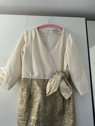Niamh O'Neill designer dress size 10 gold and cream / ivory