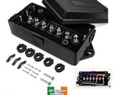 Trailer Wiring Electrical Junction Box 7-pole Terminal Weatherproof Black Poly