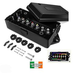Trailer Wiring Electrical Junction Box 7-pole Terminal Weatherproof Black Poly