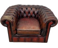 Vintage Deep Button ox-blood leather Chesterfield