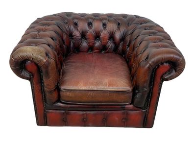 Vintage Deep Button ox-blood leather Chesterfield