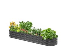 Metal Raised Garden Bed, 8 x 2 x 1 ft Outdoor Galvanized Planter Box, with Open Bottom, Large Oval Planter Raised Bed for Gardening Vegetables