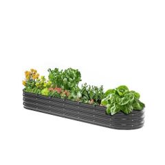 Metal Raised Garden Bed, 8 x 2 x 1 ft Outdoor Galvanized Planter Box, with Open Bottom, Large Oval Planter Raised Bed for Gardening Vegetables