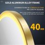 Round Bathroom Mirror with Lights Gold Frame Leather Strap Illuminated Bathroom LED Mirror Image 4