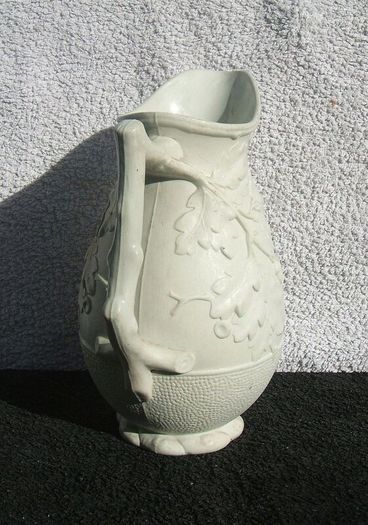 An antique Parian-bisque jug with moulded oak leaves & acrons pattern (c.1870)