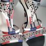 Giorgio Armani navy red white perspex high heels Sz 39.5 (Fit 6 - 6.5 UK) Rrp 595 (New) Image 2