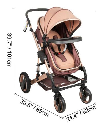 BRAND NEW Luxurious Baby Stroller 2 In 1 Portable Travel Baby Carriage Foldable Aluminum Frame High Landscape Car for Newborn Baby