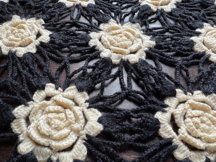 Handmade Crochet Floral Shawl  Wrap